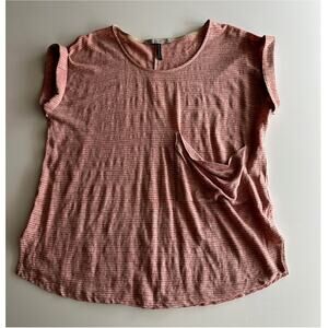 The Ark Australia 100%‎ Linen Scoop Neck Slouch Pocket Stripe Short Sleeve Tee S